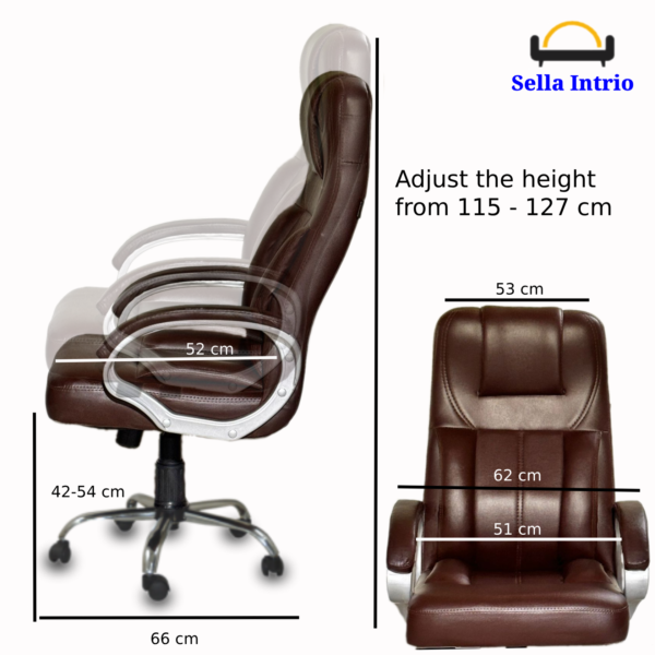 Sella Iran Leatherette Executive High Back Revolving Office Chair (Brown) - Image 4