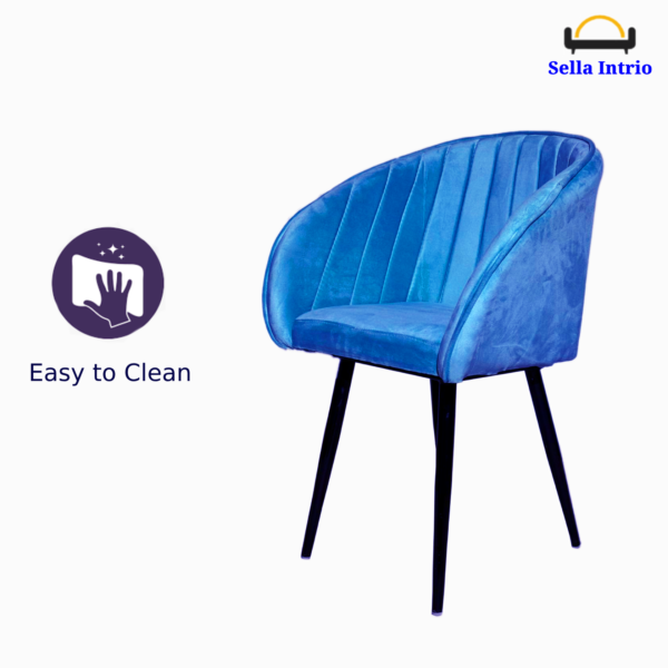 Accent Chair, Living Room Chair, Modern Velvet Metal Dining Chair (Set of 1, Finish Color – Blue) - Image 4