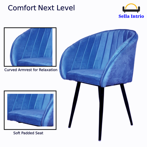 Accent Chair, Living Room Chair, Modern Velvet Metal Dining Chair (Set of 1, Finish Color – Blue) - Image 7